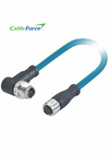X-code mannelijk naar een code vrouwelijk M12 ronde connector 8-pins gegoten Ethernet-kabel